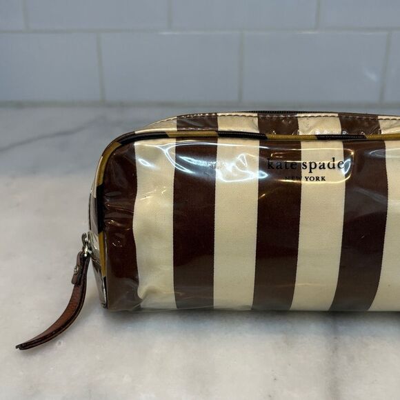 Kate Spade Striped Travel Cosmetic Case Pouch Clutch - Picture 2 of 16